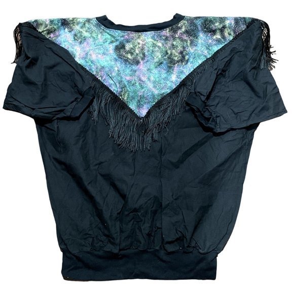 Vintage 90s Southwestern Fringe Crewneck Neon‎ Sweatshirt Size XL | J1 - Picture 5 of 7